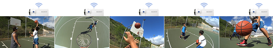 Wi-Fi 연결을 통해 스마트폰으로 액션캠을 
원격 컨트롤 