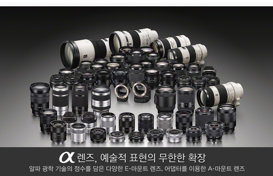 알파 렌즈, 예술적 표현의 무한한 확장 /알파 광학 기술의 정수를 담은 다양한 E-마운트 렌즈, 어댑터를 이용한 A-마운트 렌즈