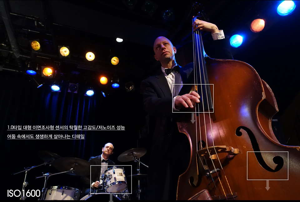 1.0타입 대형 이면조사형 센서의 탁월한 고감도/저노이즈 성능 어둠 속에서도 생생하게 살아나는 디테일