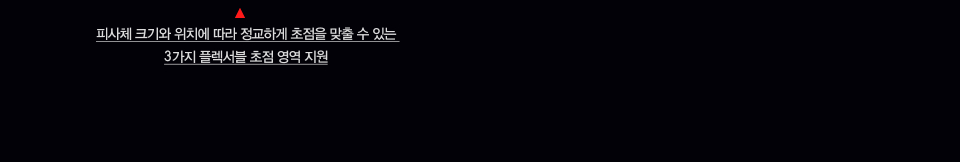 피사체 크기와 위치에 따라 정교하게 초점을 맞출 수 있는 3가지 플렉서블 초점 영역 지원