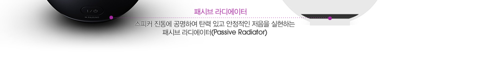 패시브 라디에이터 스피커 진동에 공명하여 탄력 있고 안정적인 저음을 실현하는 패시브 라디에이터(Passive Radiator) 